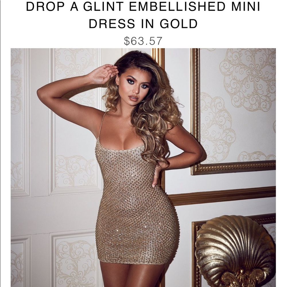Gold mini dress